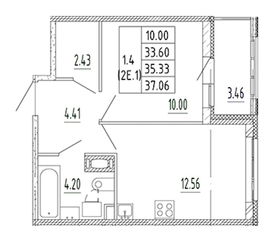 1-комнатная квартира 33.6 м², 6/10 эт., ЖК «Полис Приморский 2»